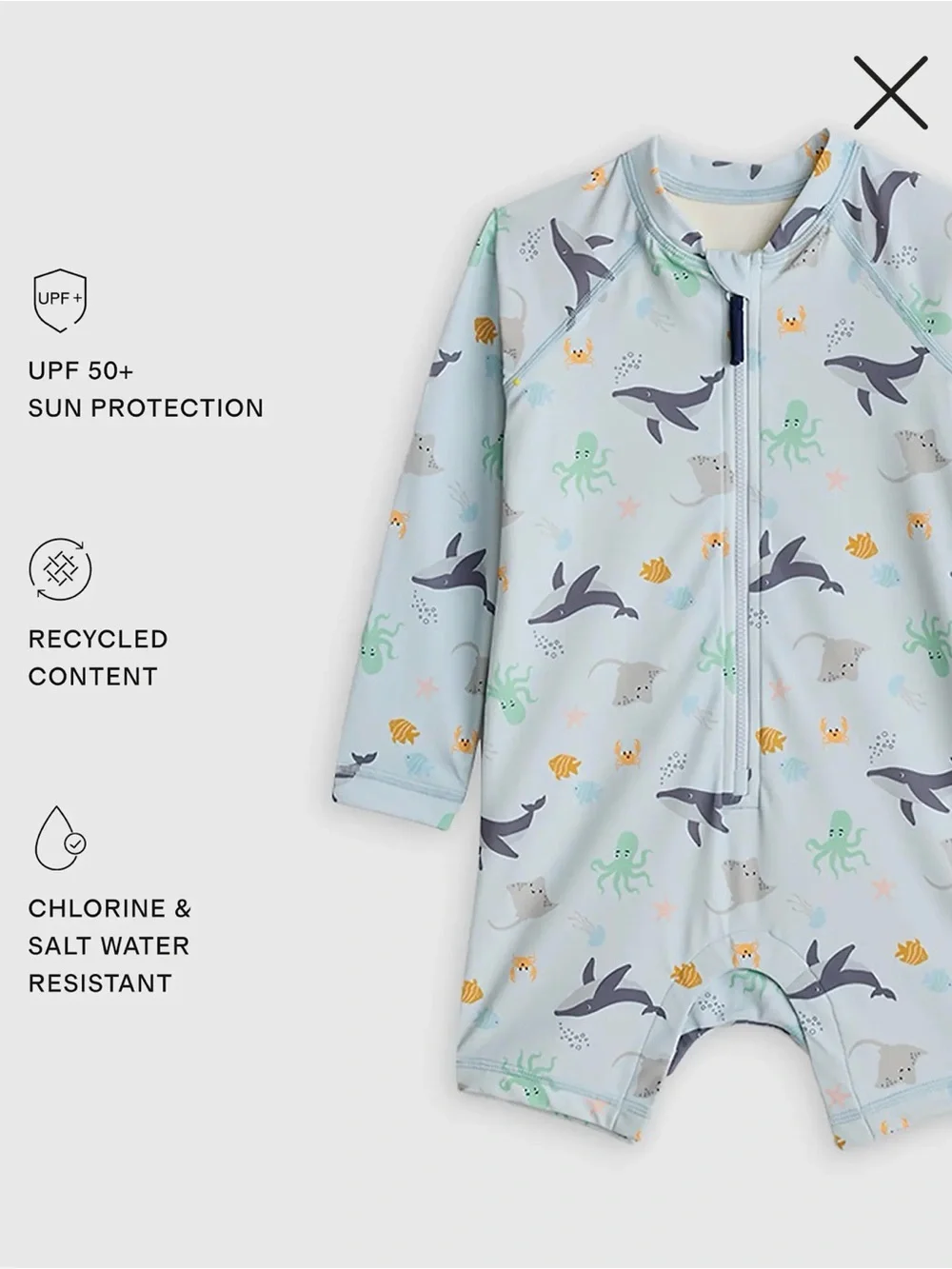 Quince Long Sleeve Zip-Up Rash Guard One-Piece - Picture 5 of 5